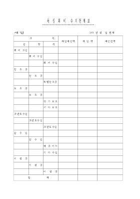 육성회비 수지 현계표 1 육성회비 수지 현계표 1